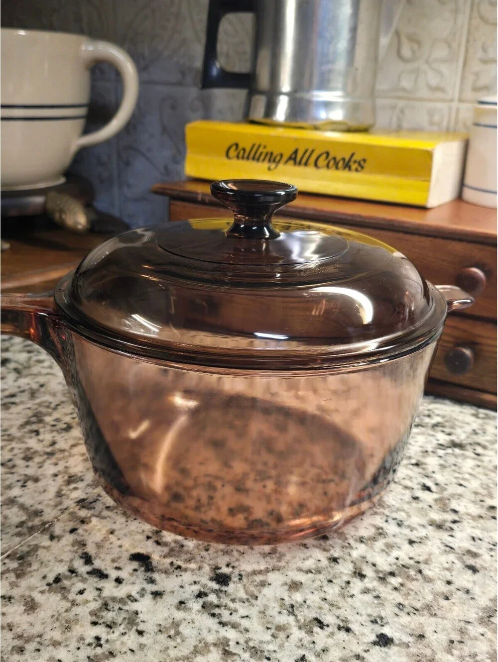 Vision ware glass 2.5 liter saucepan pot with lid USA